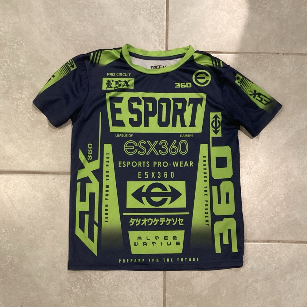 Kids Esports Jersey - Navy and Lime